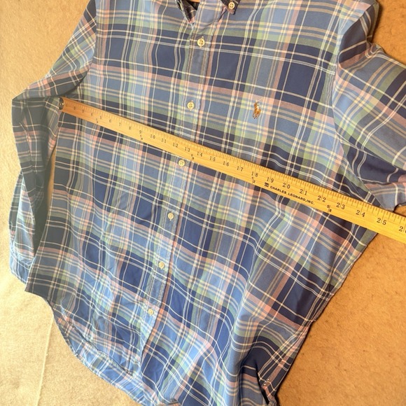 Ralph Lauren Button Down Shirt Mens XL Blue Pink Madras Plaid Pony Logo‎ - Picture 8 of 8